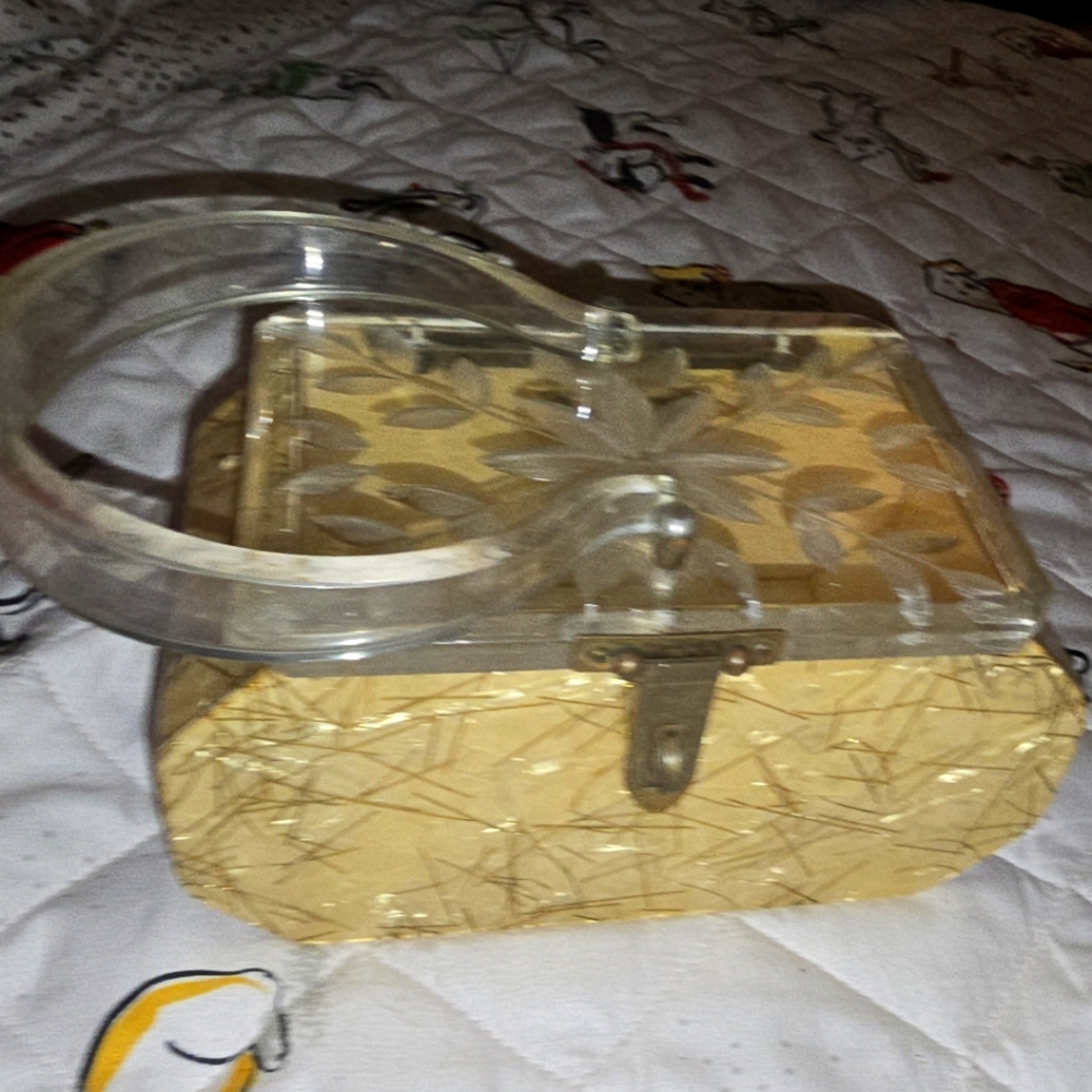 Vintage carved lucite handbag